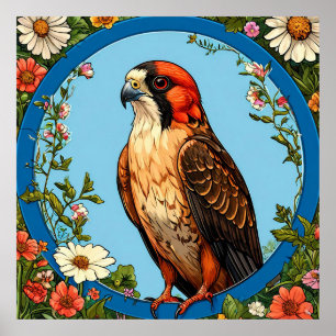 Kleurrijke roodpootvalk vogel poster