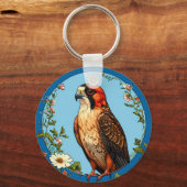 Kleurrijke roodpootvalk vogel sleutelhanger (Voorkant)