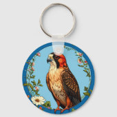 Kleurrijke roodpootvalk vogel sleutelhanger (Achterkant)