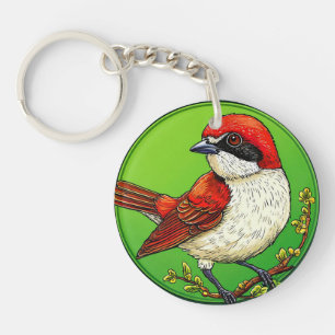 Kleurrijke Roodrugklauwier vogel Sleutelhanger