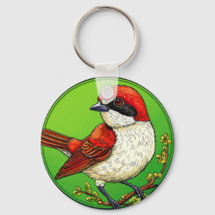 Kleurrijke Roodrugklauwier vogel Sleutelhanger