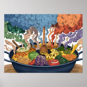 Kleurrijke rook afkomstig van de Food Bowl Poster