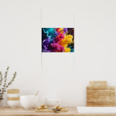 Kleurrijke rook die wervelt in dynamische abstract poster (Keuken)