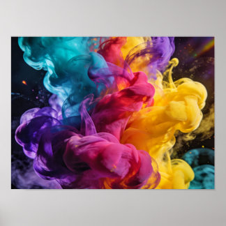 Kleurrijke rook die wervelt in dynamische abstract poster