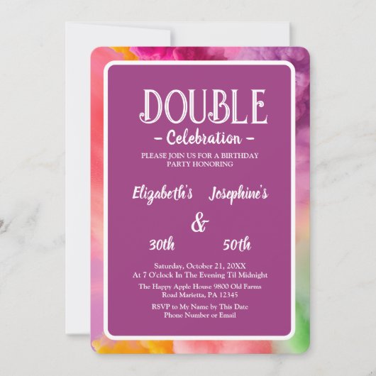 Kleurrijke rook Dubbele Gezamenlijke Verjaardag Vi Kaart (Voorkant)