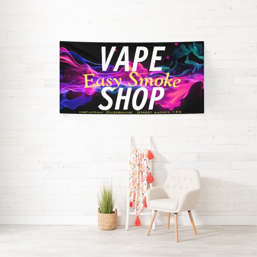 Kleurrijke Rook Vape Winkel Spandoek (Insitu)