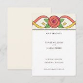 Kleurrijke Roos Art Deco Save The Date (Voorkant / Achterkant)