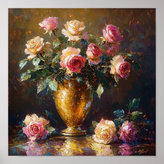 Kleurrijke Roos Bloem Kunst Kust Decoratie (Voorkant)
