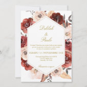 Kleurrijke roos bruiloft uitnodiging in het Spaans (Voorkant)