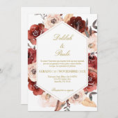 Kleurrijke roos bruiloft uitnodiging in het Spaans (Voorkant / Achterkant)