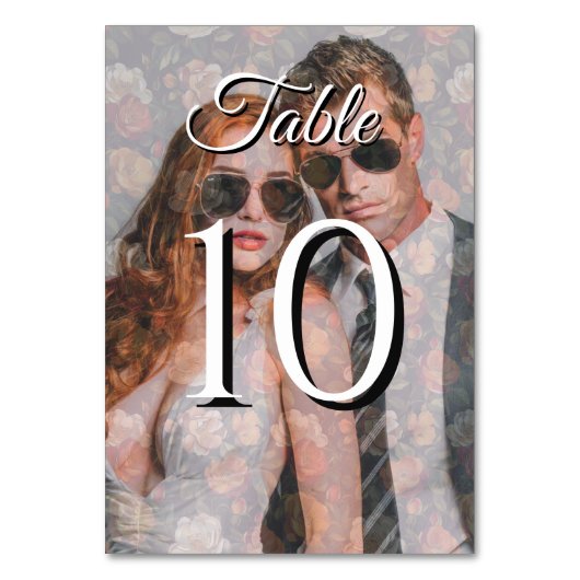 Kleurrijke Roos Fancy Trouwtafel Nummer Kaart (Voorkant)