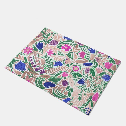 Kleurrijke Roos Gold Floral Leaf-illustraties Deurmat (Schuin)