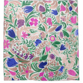 Kleurrijke Roos Gold Floral Leaf-illustraties Douchegordijn (Voorkant)
