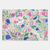 Kleurrijke Roos Gold Floral Leaf-illustraties Inpakpapier Vel (Voorkant)