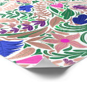 Kleurrijke Roos Gold Floral Leaf-illustraties Poster (Hoek)