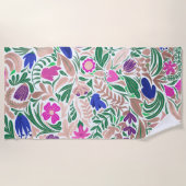 Kleurrijke Roos Gold Floral Leaf-illustraties Strandlaken (Voorkant)