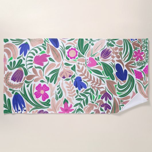 Kleurrijke Roos Gold Floral Leaf-illustraties Strandlaken (Voorkant)