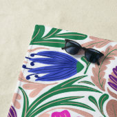 Kleurrijke Roos Gold Floral Leaf-illustraties Strandlaken (In situ)