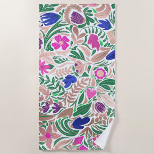 Kleurrijke Roos Gold Floral Leaf-illustraties Strandlaken