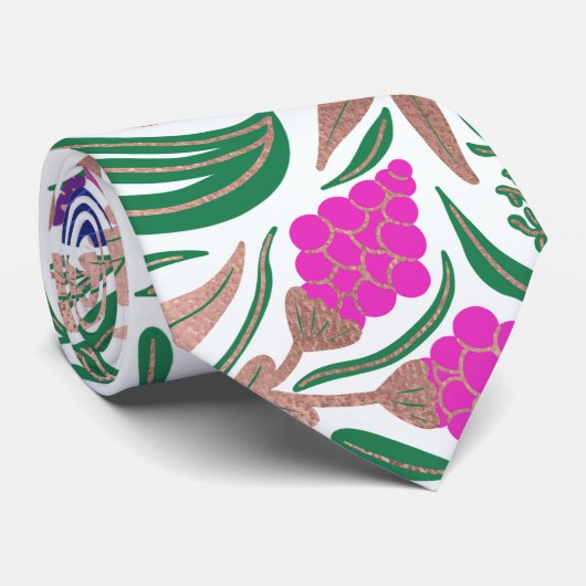 Kleurrijke Roos Gold Floral Leaf-illustraties Stropdas (Opgerold)