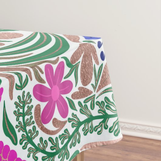 Kleurrijke Roos Gold Floral Leaf-illustraties Tafelkleed (Voorbeeld)