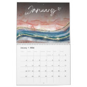 Kleurrijke Roos goudblauwe marmer waterverf Glitte Kalender (Jan 2026)