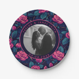 Kleurrijke Roos Jubileum Borden voor paar Papieren Bordje