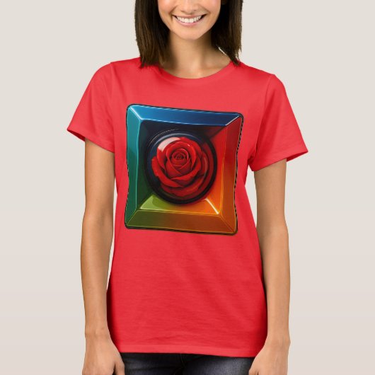 Kleurrijke Roos Kleur Pop T-shirt (Voorkant)