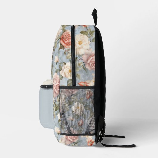 Kleurrijke  Roos patroon monogram Bedrukte Rugzak (Rechts)