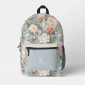 Kleurrijke Roos patroon monogram Bedrukte Rugzak (Voorkant)