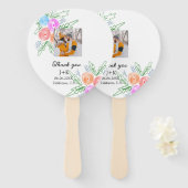 Kleurrijke roos Wildflower dank u trouwnaam Handwaaier (Voorkant en achterkant)