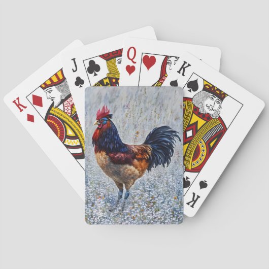 Kleurrijke Rooster Boerderij Art Speelkaarten (Achterkant)