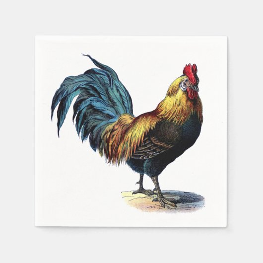 Kleurrijke Rooster Country Chicken  Afbeelding Servet (Voorkant)