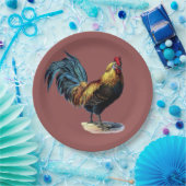 Kleurrijke Rooster Country Chicken  Marsala Papieren Bordje (Feest)