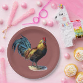 Kleurrijke Rooster Country Chicken  Marsala Papieren Bordje (Feest)
