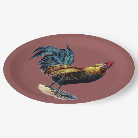 Kleurrijke Rooster Country Chicken  Marsala Papieren Bordje (Gekanteld)