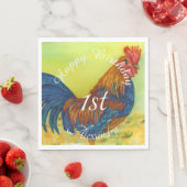 Kleurrijke Rooster Gelukkige Verjaardag Servet (Insitu)