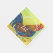 Kleurrijke Rooster Gelukkige Verjaardag Servet (Hoek)
