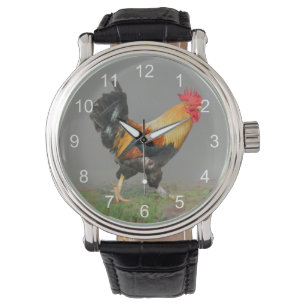 Kleurrijke Rooster schilderij Horloge