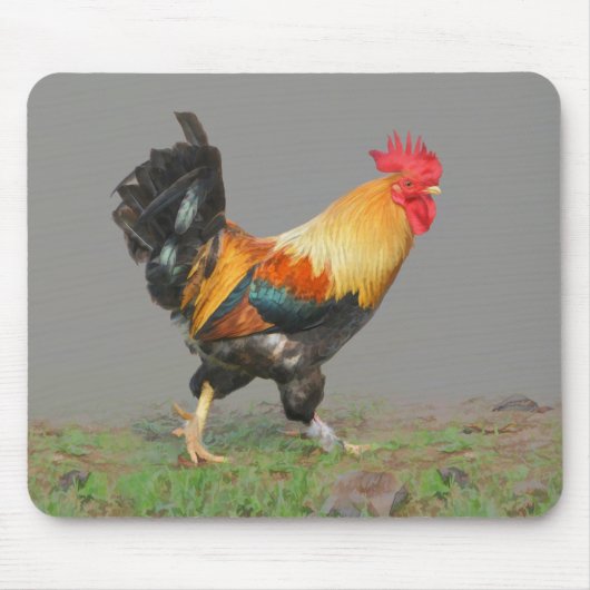 Kleurrijke Rooster schilderij Muismat (Voorkant)