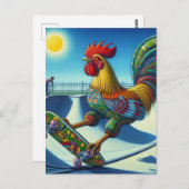 Kleurrijke Rooster Skateboarden Briefkaart (Voorkant / Achterkant)