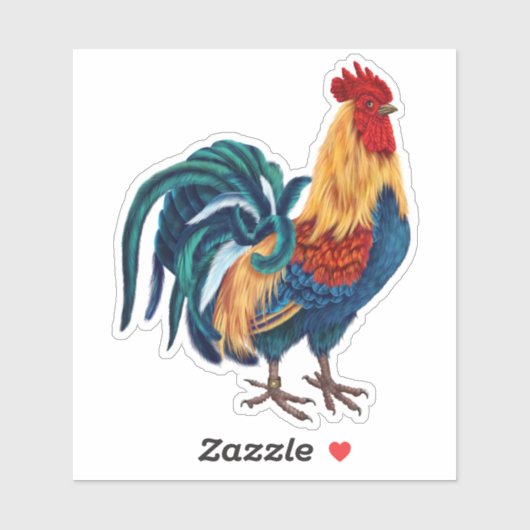 Kleurrijke Rooster Sticker (Vel)