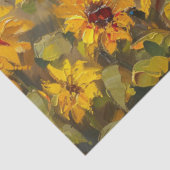 Kleurrijke Rooster Zonnebloemen Olieverfschilderij Tissuepapier (Detail)