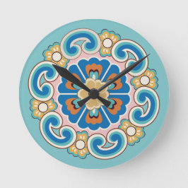 Kleurrijke Rosset met Ruyi wolkenpatroon Ronde Klok