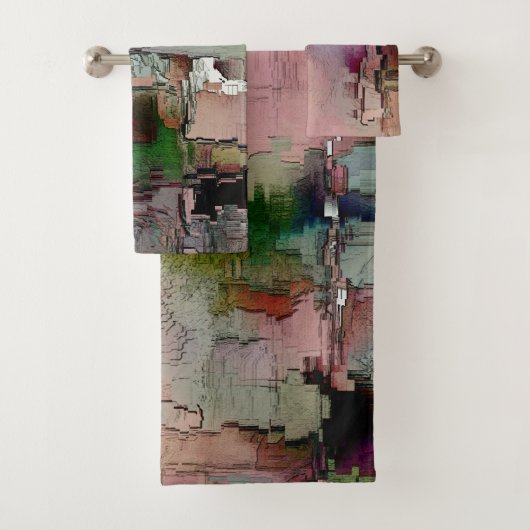 Kleurrijke rots overheerste zalm tot groengrijs bad handdoek (Insitu)