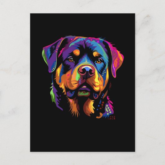 Kleurrijke Rottweiler Briefkaart (Voorkant)