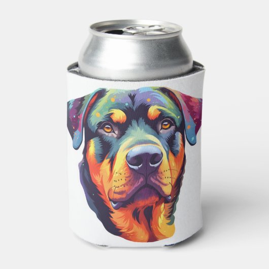 Kleurrijke Rottweiler Head Blikjeskoeler (Blikje Voorkant)