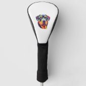 Kleurrijke Rottweiler Head Golfheadcover (Voorkant)