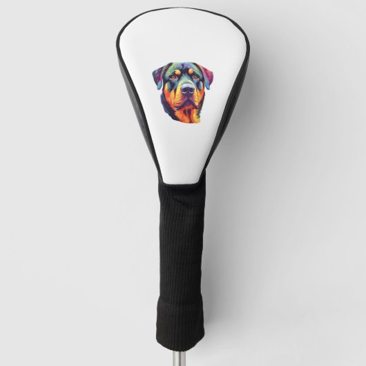 Kleurrijke Rottweiler Head Golfheadcover (Voorkant)