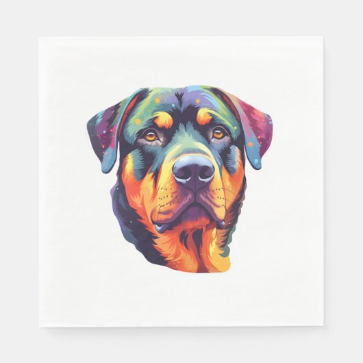 Kleurrijke Rottweiler Head Servet (Voorkant)